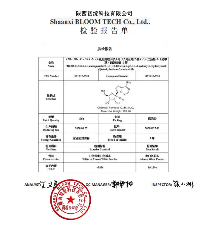 GS 441524 COA | Shaanxi Bloom Tech GS 441524 COA | Shaanxi Bloom Tech