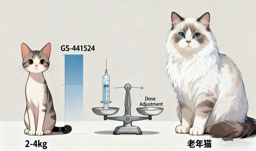 How to adjust GS 441524 dosage for kittens or underweight cats?